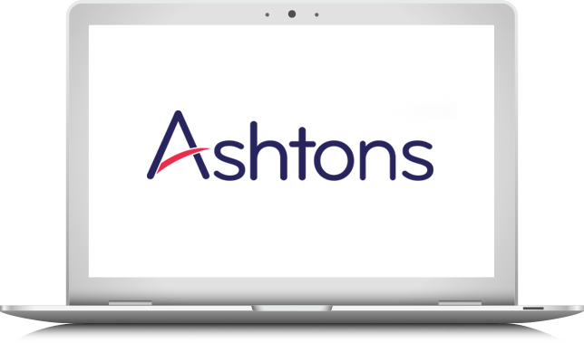 ashtons logo on laptop