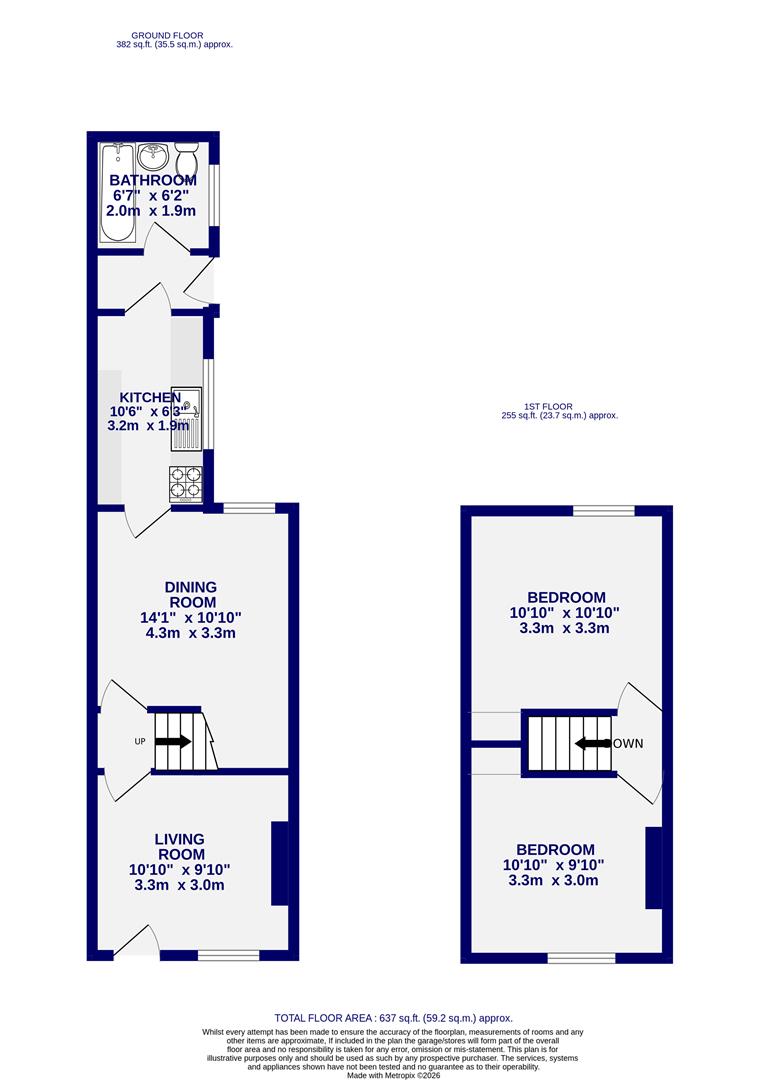 Floorplans For Kensington Street, South Bank, York, YO23 1JA