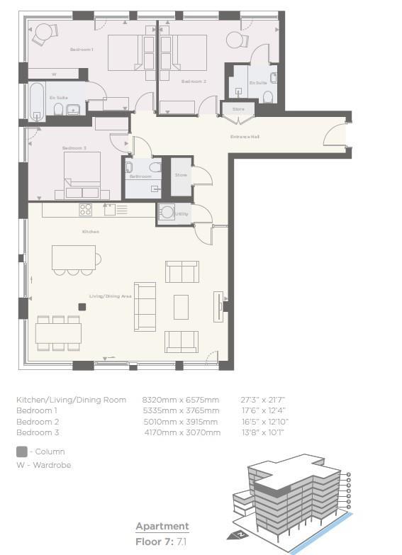 Floorplans For Penthouse, Ryedale House, York City Centre, YO1 9NX