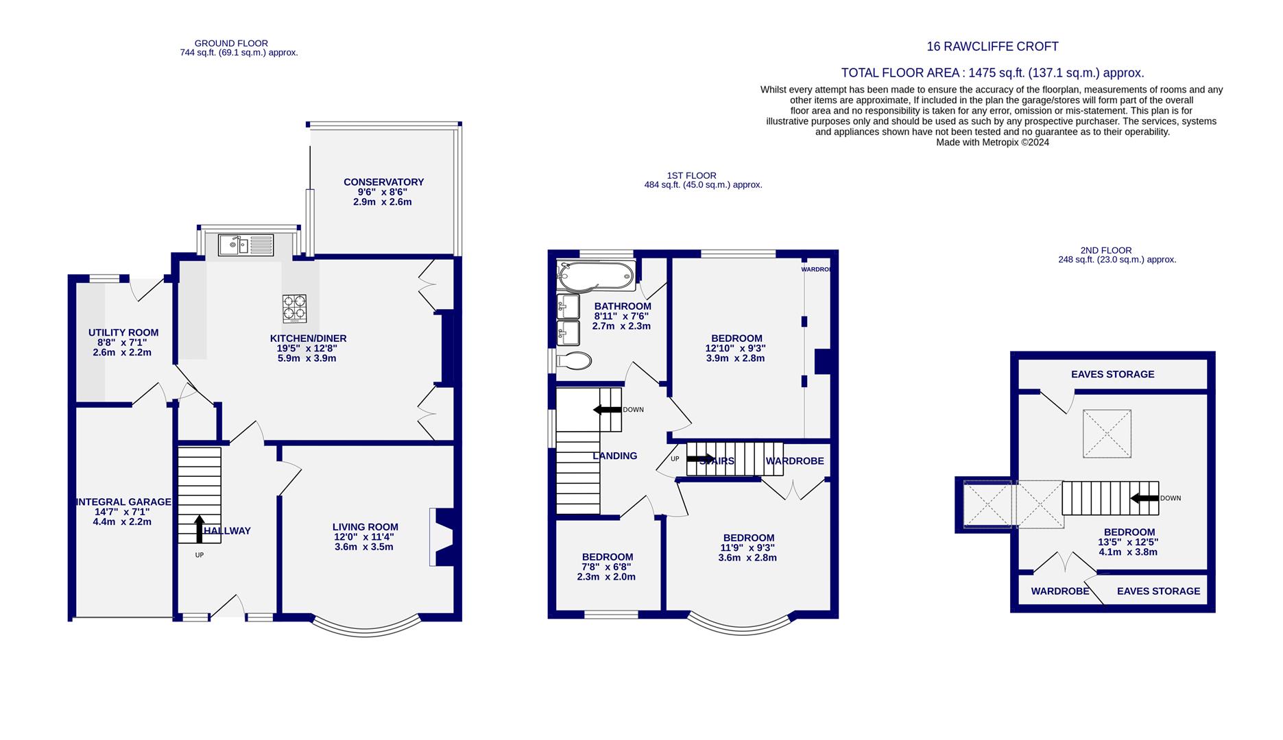 Floorplans For Rawcliffe Croft, York, YO30 5UT
