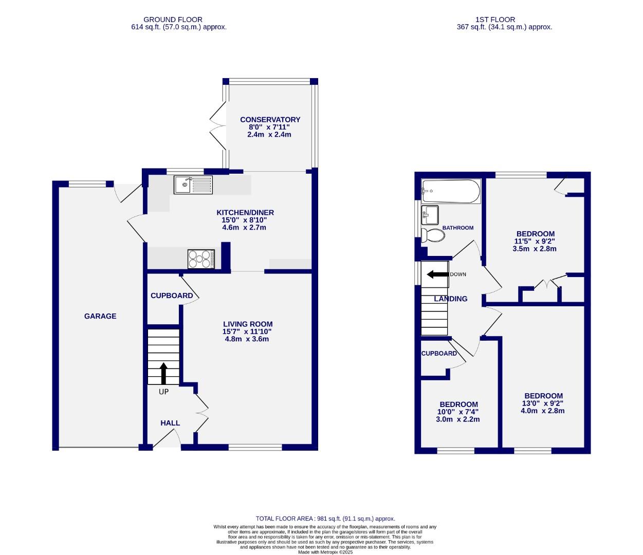 Floorplans For Caldbeck Close, York