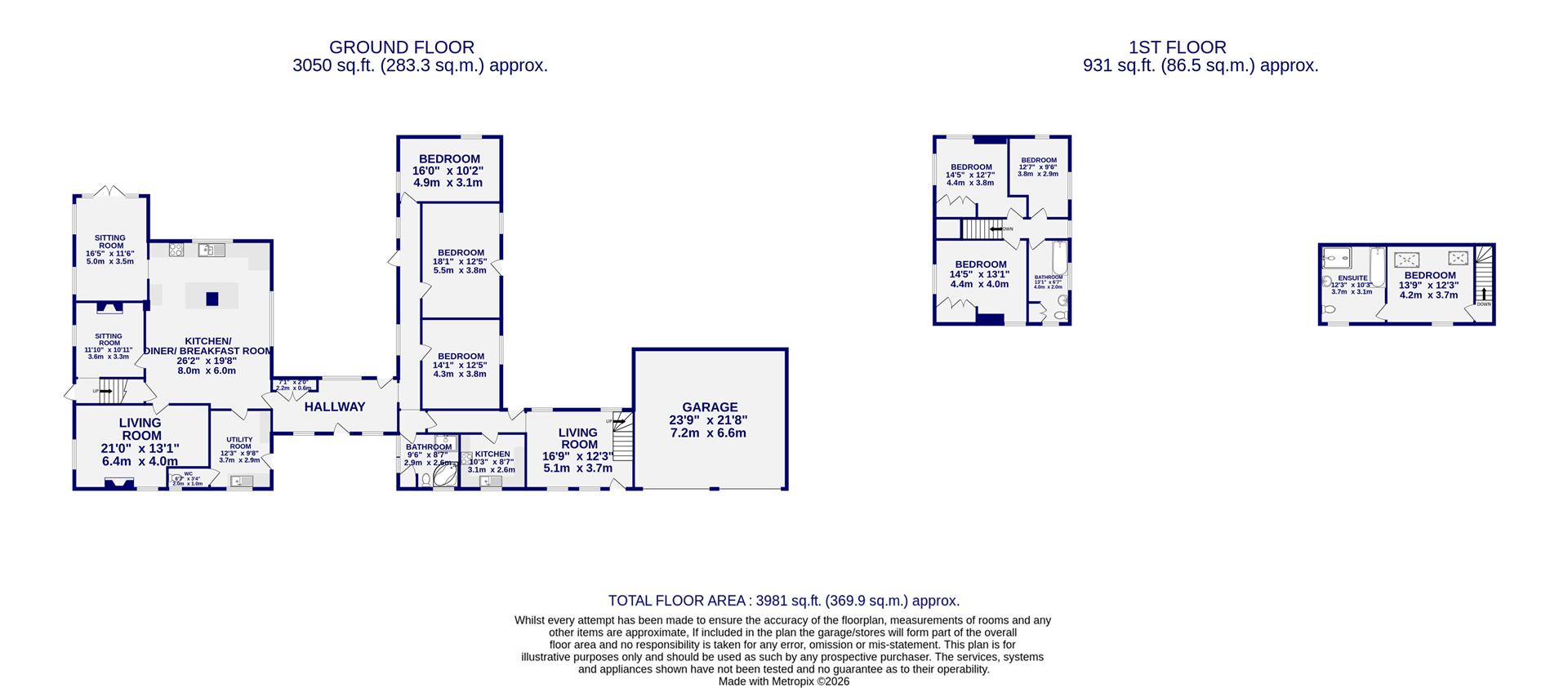 Floorplans For Common Bottom Farm, Thorganby, York