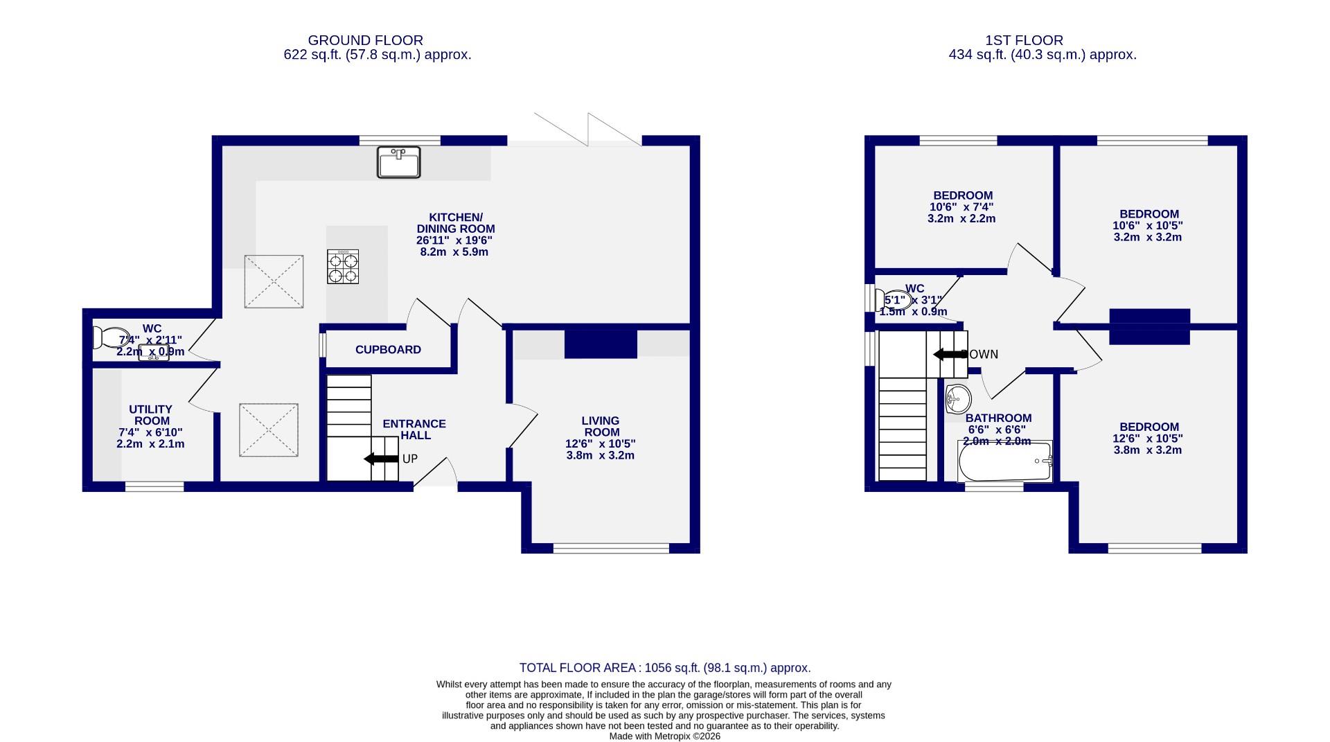 Floorplans For Authitts Cottages, Shipton By Beningbrough, York
