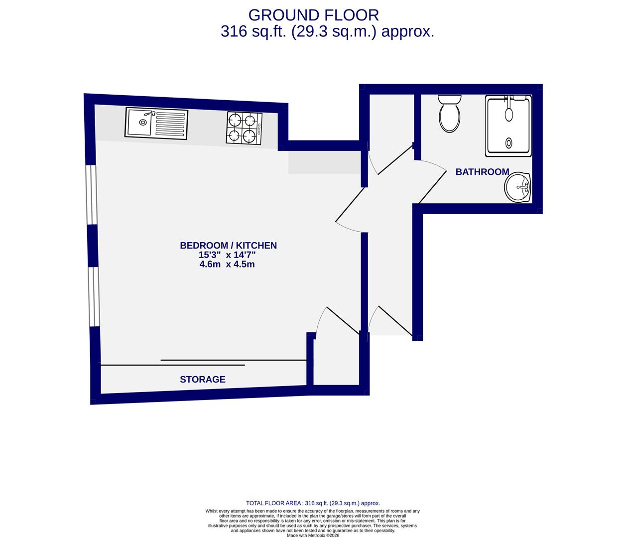 Floorplans For Studio Flat, 4 Franklins Yard, Fossgate, York, YOP1 9TN