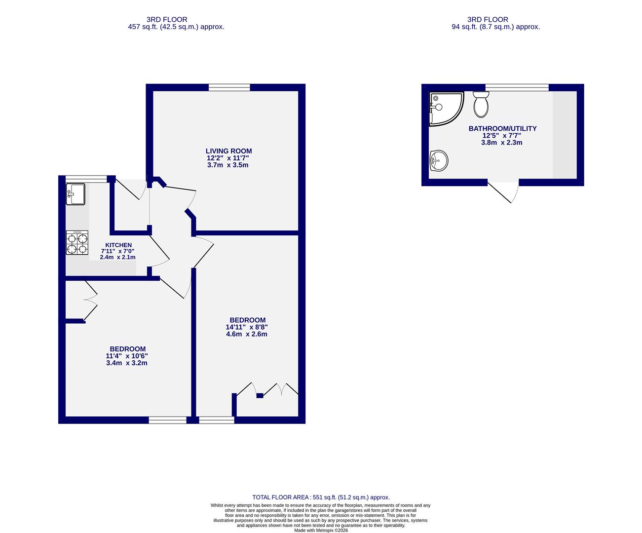 Floorplans For Flat 3, 2 The Crescent, York, YO24 1AW